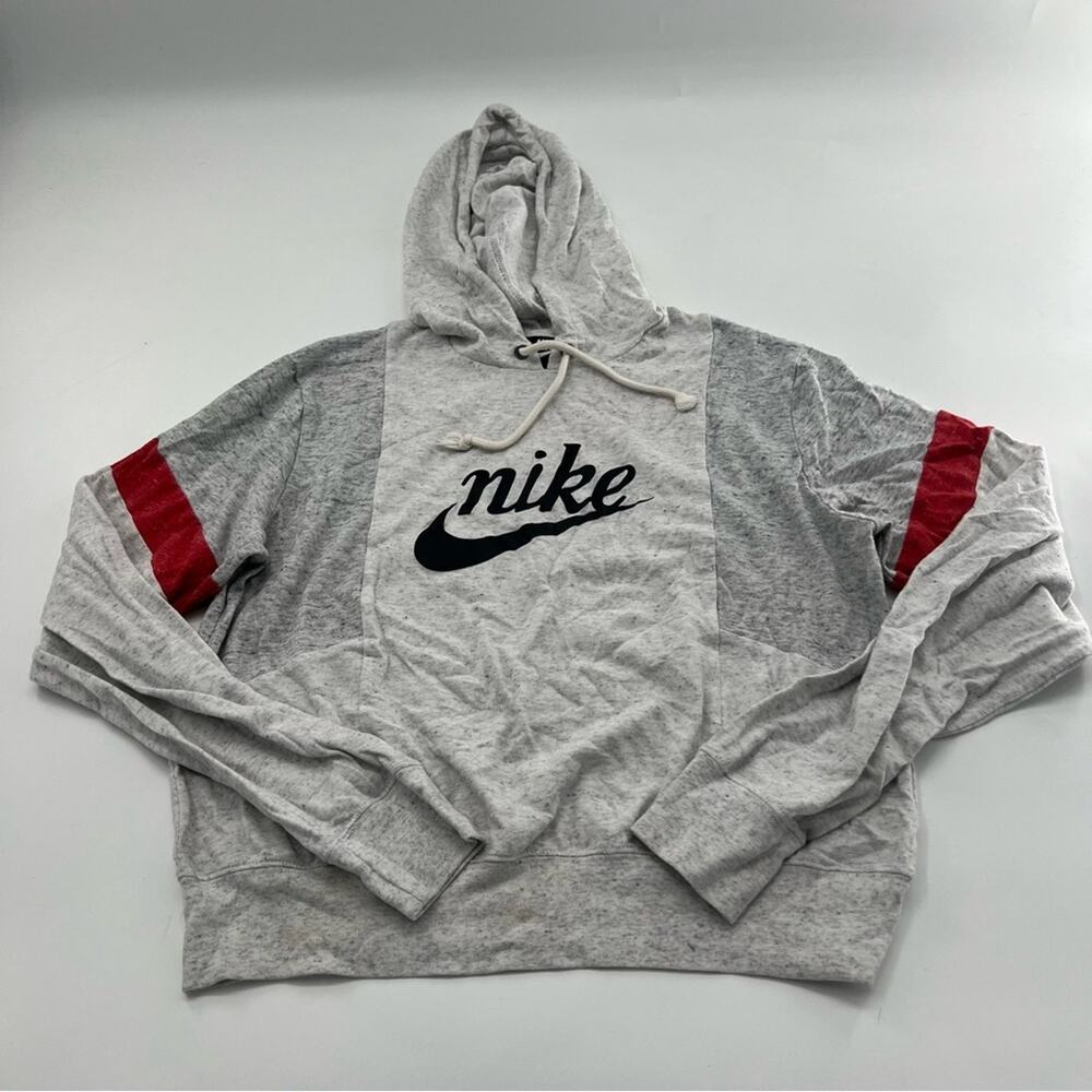 Nike Women’s Lightweight Heathered Gray Mock Neck Hoodie Cropped